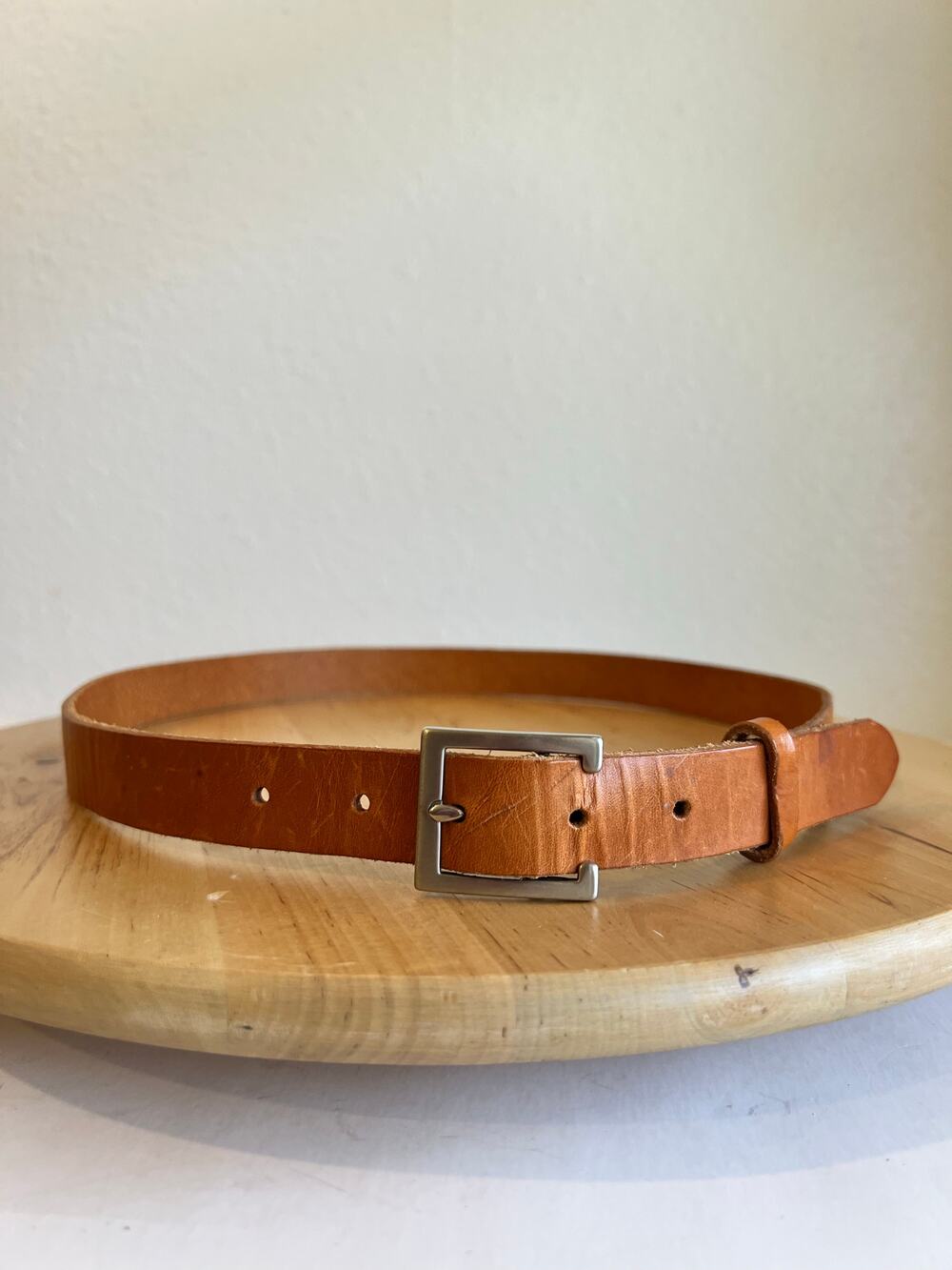 Y2K Mossimo Tan Genuine Leather Silver Buckle Belt Size Large USA Made